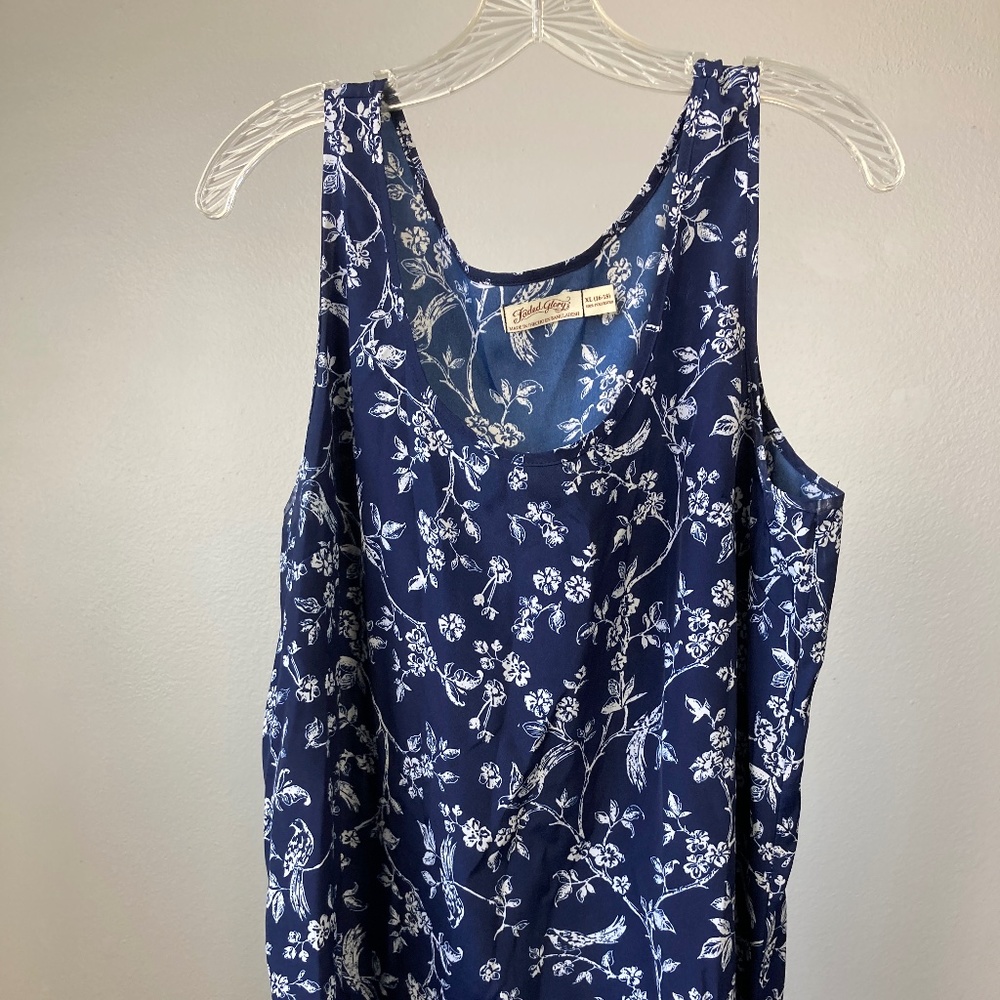 Blue Tank with White Flowers